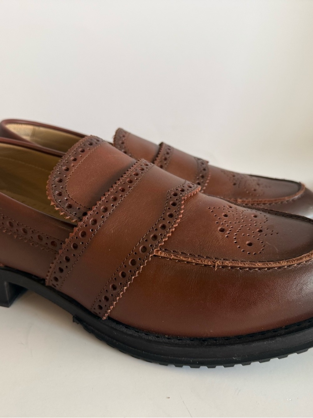 Zara Men's Brown Leather Wingtip Derby Shoes limited edition